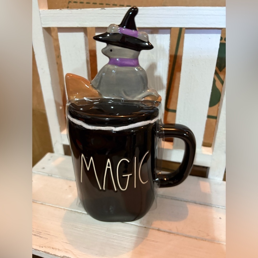 Rae Dunn Black Magic Mug with Witch Hat Topper